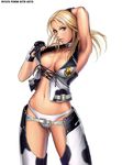  armpits blonde_hair blue_eyes breasts chaps choker cleavage cowboy_shot dixie_clemets large_breasts long_hair midriff panties rumble_roses ryu_(ryu's_former_site) solo standing underwear western 