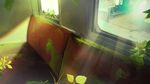  banishment bench commentary_request day grass highres interior leaf moss no_humans original plant ruins seat sunlight train_interior window 