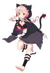  :p animal_ears animal_hood bandages barefoot bikini cape cat_ears cat_hood cat_tail cloak commentary_request dagger dual_wielding fake_animal_ears full_body highres holding holding_weapon hood original pink_hair sakuragi_ren solo swimsuit tail tongue tongue_out weapon 
