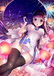  arms_at_sides azur_lane bangs bare_shoulders black_hair black_legwear blush breasts cameltoe china_dress chinese_clothes covered_navel covered_nipples cowboy_shot detached_sleeves dress dutch_angle eyebrows_visible_through_hair fireworks flower from_below gloves hair_flower hair_ornament highres holding lantern legs_together long_hair looking_at_viewer lowleg medium_breasts motion_blur open_mouth panties pantyshot paper_lantern purple_hair red_eyes shiny shiny_hair short_dress side_slit silver15 thigh_gap thighhighs umbrella underwear upskirt white_dress white_gloves white_panties wide_sleeves yat_sen_(azur_lane) yellow_eyes 