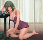  absurdres alcohol arm_support bangs bare_legs bare_shoulders barefoot beer blonde_hair blue_eyes blush breasts can chemise cleavage collarbone covered_nipples curtains drunk full_body gradient_hair green_eyes green_hair hand_on_head head_rest heterochromia highres idolmaster idolmaster_cinderella_girls indoors large_breasts lasterk leaning_to_the_side lingerie lips long_legs looking_at_viewer mole mole_under_eye multicolored_hair nipples no_legwear paid_reward parted_lips patreon_reward see-through short_hair sitting smile soda_can solo takagaki_kaede tsurime underwear underwear_only wooden_floor 
