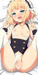  9law absurdres after_sex aqua_eyes bar_censor blonde_hair blush breasts censored cum cum_in_pussy double_v fleur_de_lapin_uniform gochuumon_wa_usagi_desu_ka? heart heart-shaped_pupils highres kirima_sharo looking_at_viewer maid maid_headdress nipples open_mouth panties panties_aside pointless_censoring pussy revision short_hair small_breasts solo symbol-shaped_pupils thighhighs underwear v wavy_mouth white_legwear white_panties 