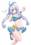  :o aiming_at_viewer benghuai_xueyuan bikini blue_bikini blue_eyes braid breasts choker flower hair_ornament hairband hairclip highres honkai_impact jewelry kiana_kaslana large_breasts long_hair looking_at_viewer navel necklace neps-l pointing pointing_at_viewer silver_hair solo standing standing_on_one_leg star star_hair_ornament star_necklace sunflower swimsuit twin_braids v-shaped_eyebrows very_long_hair water_gun white_background 