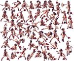  ass backless bare_shoulders breasts brown_hair cleavage fan fatal_fury folding_fan japanese_clothes kicking king_of_fighters king_of_fighters_xiii large_breasts legs long_hair ninja pelvic_curtain pixel_art ponytail revealing_clothes shiranui_mai snk thighs thong 