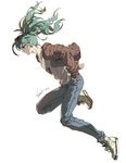  aqua_hair dated denim earrings eyewear_on_head from_side full_body hands_in_pockets hatsune_miku jacket jeans jewelry kim_yura_(goddess_mechanic) long_hair pants profile shoes signature sneakers solo suna_no_wakusei_(vocaloid) sunglasses twintails vocaloid 