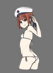  ass bikini breasts hat kantai_collection looking_at_viewer red_hair side-tie_bikini small_breasts smile solo swimsuit wabaki white_hat z3_max_schultz_(kantai_collection) 
