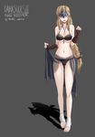  absurdres artist_name ass_visible_through_thighs bare_shoulders barefoot bikini black_bikini blonde_hair braid breasts character_name cleavage collarbone commentary copyright_name covered_eyes d-cao dark_souls_iii dated facing_viewer fire_keeper full_body grey_background highres jewelry large_breasts lifted_by_self long_hair mask navel necklace open_mouth sarong sarong_lift shadow simple_background single_braid socks solo souls_(from_software) standing swimsuit toeless_legwear very_long_hair wavy_mouth wrist_wrap 