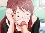  animated animated_gif artist_request blush censored fellatio glasses long_hair oral red_hair source_request 