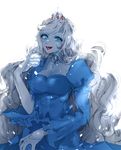  1girl adventure_time blue_skin breasts crown dress female ice_queen long_hair solo white_hair 