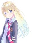  bad_id bad_pixiv_id blonde_hair blue_eyes commentary_request highres long_hair long_sleeves looking_at_viewer miyazono_kawori nbo_(nbooou) necktie red_neckwear school_uniform shigatsu_wa_kimi_no_uso smile solo striped striped_neckwear 