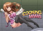  :q abazu-red apron bangs batter black_legwear blunt_bangs bowl closed_mouth commentary_request english food food_on_face from_side full_body girls_und_panzer holding long_hair looking_at_viewer naked_apron orange_eyes orange_hair sitting smile solo spatula takebe_saori thighhighs tongue tongue_out twitter_username 