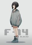  absurdres bangs bare_legs black_eyes black_hair blunt_bangs boots closed_mouth commentary design expressionless f-14_tomcat fami_(yellow_skies) full_body highres hood hoodie original sleeves_past_wrists solo 
