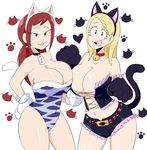  2girls blonde_hair breasts erza_scarlet fairy_tail highres image_sample jinu large_breasts lucy_heartfilia multiple_girls red_hair tumblr_sample 