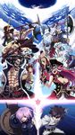  6+girls absurdres animal animal_on_head anne_bonny_(fate/grand_order) artemis_(fate/grand_order) asterios_(fate/grand_order) axe battle battle_axe beard command_spell commentary_request cutlass_(sword) dual_wielding edward_teach_(fate/grand_order) energy_arrow eric_bloodaxe_(fate/grand_order) euryale facial_hair fate/grand_order fate_(series) francis_drake_(fate) fujimaru_ritsuka_(male) great_(cyclops) group_battle gun halberd hat hector_(fate/grand_order) highres holding horns jewelry mary_read_(fate/grand_order) mash_kyrielight multiple_boys multiple_girls on_head opposing_sides orion_(fate/grand_order) pirate_hat polearm rifle scar sky spear vs weapon 