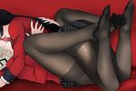  after_kiss aqua_lipstick aqua_nails bad_id bad_pixiv_id black_hair black_legwear black_skirt blazer braid facing_another feet fine_fabric_emphasis gingham gingham_skirt girl_on_top head_out_of_frame hug jabami_yumeko jacket kakegurui leg_lock legs lipstick long_hair makeup miniskirt momobami_kirari multiple_girls nail_polish no_shoes open_mouth pantyhose pdc pink_lips pleated_skirt red red_background red_jacket saliva saliva_swap saliva_trail school_uniform skirt skirt_lift thighband_pantyhose toe_seam unmoving_pattern very_long_hair white_hair yuri 