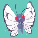  butterfree flying gen_1_pokemon hideko_(l33l3b) looking_at_viewer no_humans pokemon pokemon_(creature) red_eyes simple_background solo 