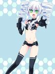  black_sister blush drill_hair elbow_gloves flat_chest gloves green_eyes long_hair looking_at_viewer navel neptune_(series) solo symbol-shaped_pupils thighhighs twin_drills white_hair 