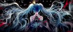  absurdres blood blue_hair crown floating_hair from_behind hatsune_miku highres kleinlight long_hair mini_crown solo twintails upper_body very_long_hair vocaloid 