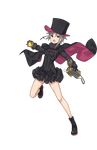  :o ange_(princess_principal) black_cape black_footwear black_hat black_skirt blue_eyes braid breasts cape cavorite_ball full_body grey_hair hat highres looking_at_viewer makaria official_art princess_principal princess_principal_game_of_mission shoes short_hair skirt small_breasts solo standing top_hat transparent_background 