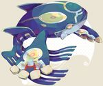  floating from_side full_body grey_background hideko_(l33l3b) kyogre legendary_pokemon looking_at_viewer no_humans pink_eyes pokemon pokemon_(creature) polka_dot polka_dot_background primal_kyogre profile solo 