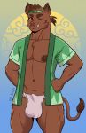  2019 anthro areola boar brown_fur clothed clothing digital_media_(artwork) fundoshi fur hands_on_hips hi_res japanese_clothing looking_at_viewer male mammal muscular muscular_male navel nipples pecs porcine simple_background sin_bruh smile solo standing tusks underwear 