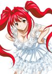  00s 1girl breasts dress female ikkitousen kanpei large_breasts long_hair looking_at_viewer red_hair shiny_skin solo twintails 