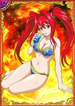  00s 1girl bikini breasts card_(medium) female ikkitousen kanpei large_breasts long_hair looking_at_viewer red_hair shiny_skin smile swimsuit twintails 