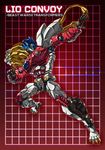  90s beast_wars beast_wars_ii character_name claws copyright_name fangs full_body grid grid_background insignia lio_convoy lion lion_tail looking_at_viewer machine machinery maximal mecha no_humans oldschool paintedmike red_background robot solo tail teeth transformers yellow_eyes 