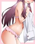  blush bra dr_rex head_out_of_frame long_hair new_game! open_mouth panties purple_hair shirt_removed solo standing takimoto_hifumi underwear underwear_only wavy_mouth 