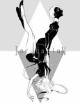  androgynous arm_up black_neckwear black_skin cairngorm_(houseki_no_kuni) closed_eyes cojimama colored_eyelashes gem_uniform_(houseki_no_kuni) ghost_quartz_(houseki_no_kuni) greyscale houseki_no_kuni monochrome multiple_others necktie open_mouth puffy_short_sleeves puffy_sleeves short_hair short_hair_with_long_locks short_shorts short_sleeves shorts sidelocks uniform white_skin 