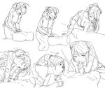 1girl bow commentary_request fellatio greyscale hair_bow hetero highres kantai_collection mamiya_(kantai_collection) monochrome norakura_(nr_kura) oral penis ponytail sketch 