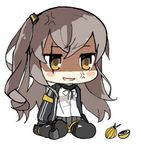 anger_vein angry blush_stickers brown_hair chibi full_body girls_frontline jacket knee_pads lowres onion pelican_(s030) scar scar_across_eye shaded_face shirt simple_background sitting skirt solo ump45_(girls_frontline) wariza white_background white_shirt yellow_eyes 