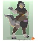  2018 anthro balls big_balls big_penis clothed clothing crocodile crocodilian digital_media_(artwork) huge_balls huge_penis humanoid_penis hyper hyper_balls hyper_penis kesh_(talash) looking_at_viewer male penis pinup pose reptile scalie smile solo standing thick_thighs underwear veyll wide_hips 