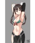  armpits arms_behind_head arms_up bikini_top hayabusa highres kantai_collection long_hair looking_at_viewer remodel_(kantai_collection) solo tone_(kantai_collection) twintails 