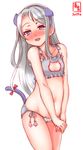  animal_ears artist_logo bangs blue_hairband blush bra cat_cutout cat_ear_panties cat_ears cat_lingerie cat_tail cleavage_cutout cowboy_shot dated flat_chest frilled_bra frills grey_bra grey_hair grey_panties hairband highres kanon_(kurogane_knights) kantai_collection long_hair looking_at_viewer meme_attire panties purple_eyes sagiri_(kantai_collection) side-tie_panties signature simple_background solo swept_bangs tail underwear underwear_only white_background 