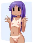  :&gt; bikini_tan breasts censored colored_pubic_hair goriate hinata_yukari long_hair mosaic_censoring navel nipples nude pubic_hair purple_hair small_breasts solo tan tanline v-shaped_eyebrows yuyushiki |_| 