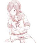  after_masturbation arm_support blush emonyu groin heavy_breathing isonami_(kantai_collection) kantai_collection looking_at_viewer masturbation panties panty_pull pubic_hair pussy_juice school_uniform serafuku sketch solo sweat underwear white_background 