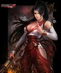  1girl black_hair breasts brown_eyes cleavage dead_or_alive japanese_clothes large_breasts long_hair momiji_(ninja_gaiden) official_art ponytail weapon 