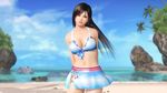  1girl 3d bikini black_hair blue_eyes breasts cleavage dead_or_alive dead_or_alive_extreme:_venus_vacation kokoro_(doa) long_hair navel official_art swimsuit 