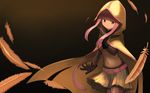  bad_id bad_pixiv_id black_gloves cloak closed_mouth feathers gloves hin'yari_(kakukuru) hood hood_up hooded_cloak looking_at_viewer magia_record:_mahou_shoujo_madoka_magica_gaiden magical_girl mahou_shoujo_madoka_magica navel pink_eyes pink_hair skirt solo tamaki_iroha 