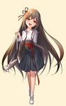  bad_id bad_pixiv_id bag black_hair blush brown_eyes eyebrows_visible_through_hair full_body hair_ribbon handbag highres lee_seok_ho long_hair looking_at_viewer open_mouth original red_ribbon ribbon shoes smile sneakers socks solo standing teeth very_long_hair white_legwear 