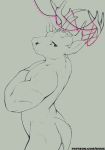  anthro antlers butt cervine christmas_lights horn line_art looking_back male mammal muscular shiuk simple_background solo standing 