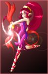  bodysuit bracelets dancing dark_skin din feet jewelry legs long_hair lots_of_jewelry magic pointy_ears red_eyes red_hair sandals skin_tigh smile the_legend_of_zelda toes 