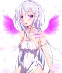  blush emilia_(re:zero) flower long_hair re:zero_kara_hajimeru_isekai_seikatsu shy violet_eyes white_hair wings 