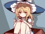  bad_id bad_twitter_id blonde_hair bloomers blush_stickers box commentary_request hat in_box in_container kirisame_marisa long_hair looking_at_viewer puffy_short_sleeves puffy_sleeves short_sleeves sitting sketch solo touhou underwear vest witch_hat yellow_eyes yururi_nano 