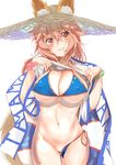  animal_ears bikini blue_bikini blush breasts cleavage covered_nipples ears_through_headwear fate/grand_order fate_(series) fox_ears fox_tail hair_ribbon hat heart heart-shaped_pupils innertube large_breasts long_hair looking_at_viewer navel p_answer pink_hair pussy_juice ribbon shirt simple_background solo straw_hat sun_hat swimsuit symbol-shaped_pupils tail tamamo_(fate)_(all) tamamo_no_mae_(fate) tamamo_no_mae_(swimsuit_lancer)_(fate) wet wet_clothes wet_shirt white_background yellow_eyes 