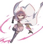  black_gloves bow cloak gloves highres hood hood_up hooded_cloak magia_record:_mahou_shoujo_madoka_magica_gaiden magical_girl mahou_shoujo_madoka_magica navel pink_eyes pink_hair samidare short_hair skirt solo tamaki_iroha 