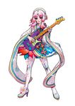  bad_id bad_pixiv_id bass_guitar boots flower full_body highres instrument japanese_clothes looking_at_viewer music nail_polish petals pink_hair playing_instrument short_hair smile solo standing thigh_boots thighhighs transparent_background udon_(1udonoodle) vocaloid vy1 white_footwear wide_sleeves 