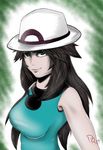  1girl blue_(pokemon) brown_hair dante_redstone green_eyes hat looking_at_viewer pokemon pokemon_(game) pokemon_frlg 