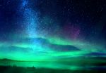  aurora bence commentary from_behind horizon lake milky_way mks night night_sky original outdoors scenery sitting sky star_(sky) starry_sky water_surface 